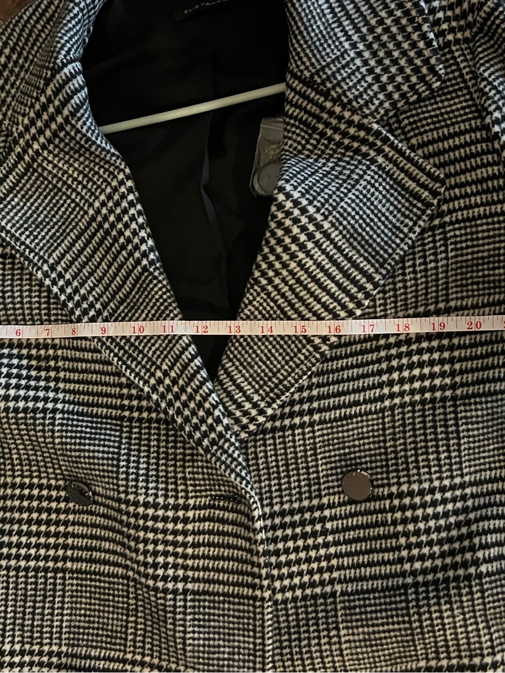 Elie Tahari Black & White Glen Plaid Double-Breasted Coat - Picture 8 of 10